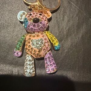Colorful Crystal Bear Keychain New!!